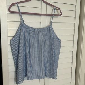 H&M White & Blue Stripe Summer Tank Top Size L